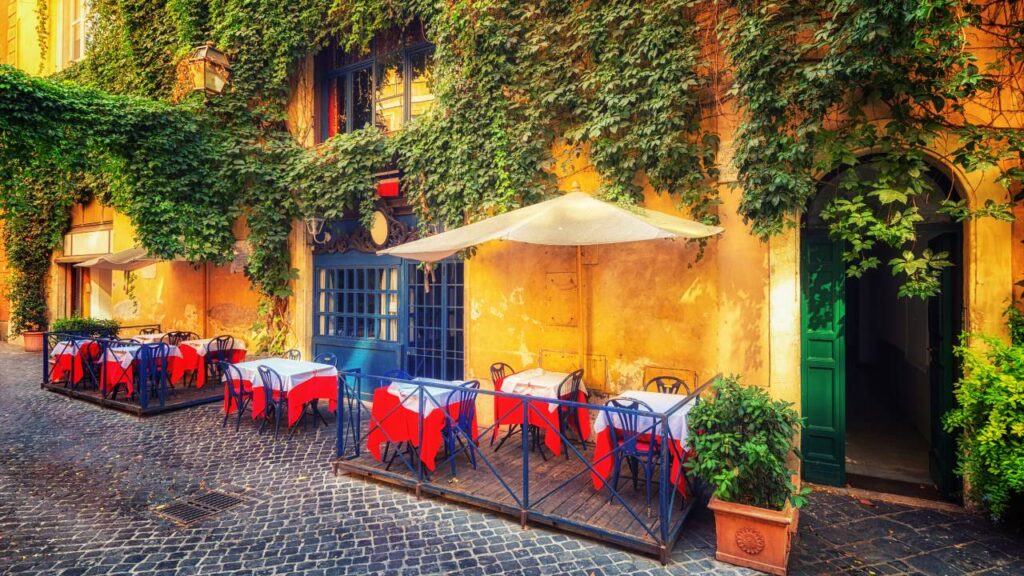 Restaurante no bairro de Transtevere em Roma